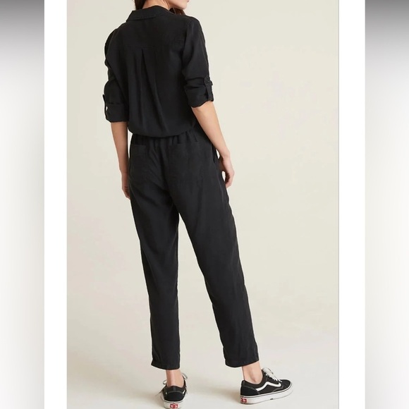 Bella Dahl Utility Jumpsuit Vintage Maroon button down elastic / ties waist Sz M - Picture 10 of 12